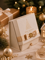Boîte cadeau de Noël personnalisée pour bijoux, avec tiroir, insert en velours, ruban, nœud, gaufrage et fermeture magnétique, pour ensemble bague, collier et boucles d'oreilles