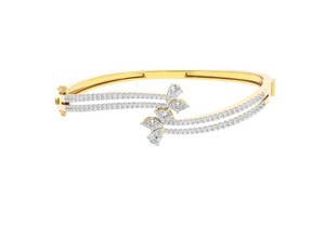 IGI Certified Lab Grown Round / Marquise & Pear Diamond Butterfly Designer Bangle Bracelet in 9K Yellow / White / Rose Gold - Product Image 3