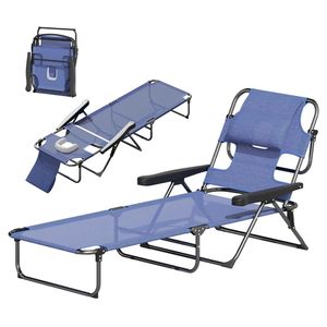 Sillón Reclinable Plegable Gris, Práctica Tumbona para Tomar el Sol - Product Image 5