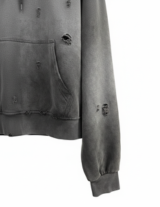 Sweat à capuche zippé pour homme de haute qualité 350 GSM, en polaire, coupe oversize, polyester/coton, anti-plis, respirant, effet délavé intégral - Product Image 3