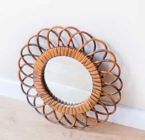 Luxury Bamboo <b>Cane</b> <b>Mirror</b> Handwoven Rattan Wall <b>Mirror</b> for Contemporary Home Decoration - Product Image 2
