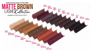 Extensions de cils marron, plateaux mixtes, fibres PBT coréennes colorées, style naturel, cils vietnamiens, boîte d'exportation OEM - Product Image 2