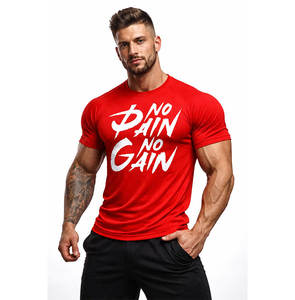 T-shirt de sport pour hommes, motif « No Pain No Gain », respirant, pour l'entraînement, la musculation, les vêtements de sport - Product Image 1