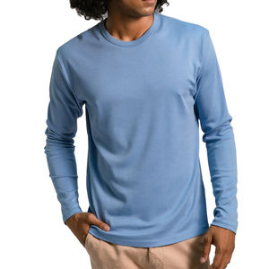 Camiseta Personalizable de Manga Larga para Hombre, de Alta Calidad, Ligera, Cuello Redondo, Lisa, con Logotipo, Estilo Casual, 100% Algodón - Product Image 1