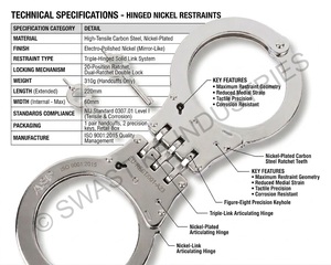 Phoenix Security Department <b>Hinged</b> Double Lock Stainless Steel Handcuffs No <b>Strap</b> Accept Logo Graphic Design - Product Image 6