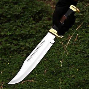 Couteau de chasse Bowie Crocodile Dundee à lame fixe en acier au carbone de qualité supérieure, pointe droite, manche en cuir empilé, OEM ODM - Product Image 5