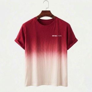 Camiseta Deportiva MEYBA para Hombre, Color Rojo Degradado, Manga Corta, 100% Algodón, Cuello Redondo, Corte Regular Informal, Transpirable, Tejido de Punto, para Verano - Product Image 4