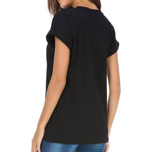 Camiseta de algodón de manga corta para mujer, 100% algodón, alta calidad, impresión personalizada, talla grande, precio económico, camisetas de mujer en tendencia - Product Image 6