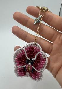 Artistic Embroidery Beaded <b>Keychain</b> Handcrafted Classic Eco-Friendly Fashion Charm Handbags Backpacks Premium Embroidered Key - Product Image 3