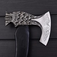 Hache industrielle forgée à la main en acier à haute teneur en carbone, manche en bois de frêne personnalisé OEM, hache à barbe, étui en cuir, camping, bushcraft