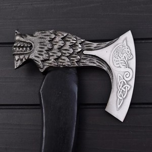 Hand-Forged Industrial High Carbon Steel <b>Axe</b> Custom OEM Ashwood <b>Handle</b> Bearded Hatchet Leather Sheath Camping Bushcraft - Product Image 4