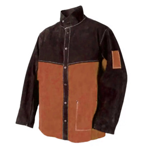 Heavy Duty Reflective Safety Construction Firefighting Cowhide Split Leather Welding <b>Jacket</b> Abrasion Heat <b>Spark</b> Resistant Welder - Product Image 5