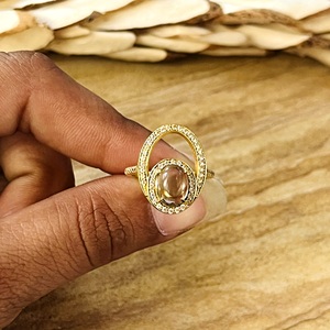Trendy New Boho Geometric <b>Ring</b> Brass <b>Rings</b> For Women 18k Gold Plated Vintage <b>Statement</b> Quartz Fashion Jewelry Wholesale/OEM/ODM - Product Image 2