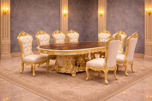 Persian Style Carved Dining <b>Table</b> Set Latest Gold Dining <b>Table</b> and Chairs New Baroque Style Hand Carved Dining Room Furniture - Product Image 2