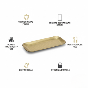 Plateau en fer finition or de qualité supérieure 10”x5.5” |   Plateau de service décoratif pour table basse, idéal pour la maison, la cuisine et l'entrée - Product Image 5