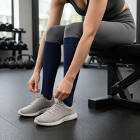 Chaussettes de compression tricotées couleur unie avec logo personnalisé pour multisports, course à pied, maille respirante, soutien de la voûte plantaire, unisexe