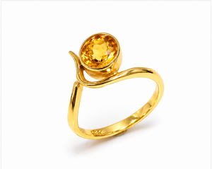 <b>Citrine</b> Gold Plated <b>Ring</b>, Round Faceted <b>Citrine</b> Gemstone <b>Ring</b>, Handmade Gold Vermeil <b>Ring</b>, November Birthstone Gift for Women - Product Image 1