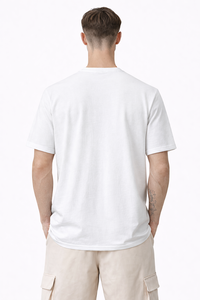 T-shirt pour homme en coton mélangé, couleur blanche, avec poche, col rond, manches courtes, style streetwear décontracté - Product Image 3