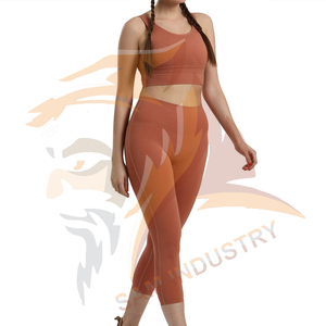 Conjuntos de Yoga Transpirables de Secado Rápido, de Alta Calidad, Personalizables con Logotipo Frontal, 100% Algodón, Conjunto de Yoga de 2 Piezas para Mujer - Product Image 5