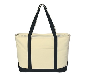 Custom Logo Eco-Friendly 100% Cotton <b>Canvas</b> Heavy Duty Reusable Tote <b>Bag</b> with Gusset Long Handle Zipper Closure for Travel - Product Image 2