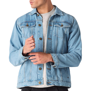 Vestes en jean décontractées délavées pour hommes, prix de gros, haute qualité, bleu, coupe oversize, respirantes, en coton, streetwear d'hiver - Product Image 1