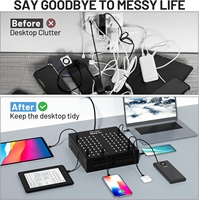 Station de charge de bureau silencieuse et à dissipation thermique avec 160 ports USB, chargeur rapide avec interrupteur d'alimentation 800W pour plusieurs appareils