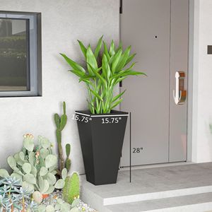 Vasi in Plastica Grandi da 28 Pollici (Confezione da 3) - Neri - Per Esterni/Interni - Smaltati - Per Patio/Giardino/Ingresso - Product Image 3