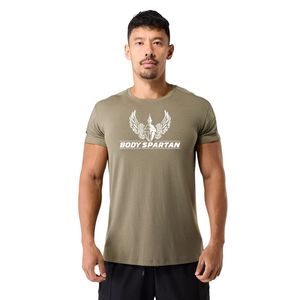 Men's Olive Green Muscle Fit T Shirt Soft Cotton <b>Athletic</b> Fit Workout Training Casual Lifestyle Apparel Shirt - Product Image 1