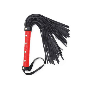 <b>Red</b> Leather Whip With Braided Strips And Tassel Ends - Product Image 4