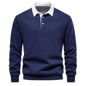Full Sleeves Plus Size Men's for <b>Shirts</b> Contrast Turndown <b>Collar</b> Knitted Breathable Eco-Friendly Casual - Product Image 3