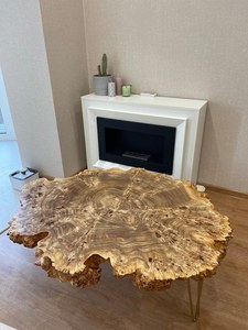 Live Edge Wood Slice <b>Coffee</b> <b>Table</b> Rustic Natural Tree Ring Design Handmade Irregular Shape Indoor Furniture Living Room Decor - Product Image 4