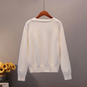 Cardigan en tricot brodé à col en V pour femme, manches longues, ouvert sur le devant, décontracté, tendance, vêtement d'extérieur doux et chaud pour l'automne et l'hiver - Product Image 3