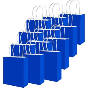 Sacchetti Regalo in Carta Blu Diamante 100 Pezzi con Manici 21x7.6x15.2 cm Piccole Dimensioni Multiuso - Product Image 2