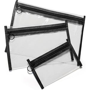 Lot de 3 petites trousses de maquillage transparentes en PVC, étanches, avec fermeture éclair, pour femmes et hommes, pour les voyages - Product Image 1