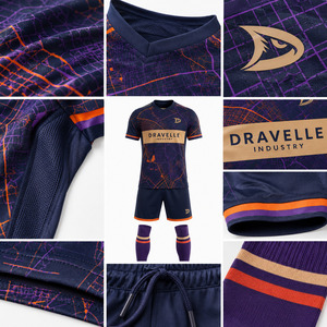 Ensemble de maillots et shorts de football personnalisés en polyester à séchage rapide, série sport d'équipe, col en V, vente en gros - Product Image 6
