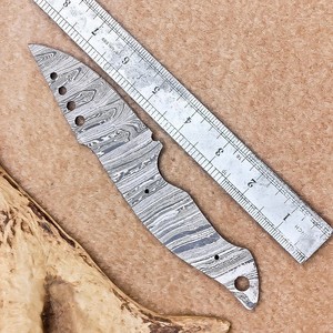 Kit de couteau de chasse et de bushcraft DIY en acier Damas Nordic Forge, lame vierge EDC à pointe tombante, forgé, à lame pleine, OEM - Product Image 2