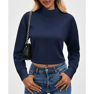 2025 European American Winter Fleece <b>Mock</b> <b>Neck</b> Turtle <b>Neck</b> Drop-shoulder Sweatshirt Regular Sleeve Casual Women's <b>Top</b> - Product Image 3