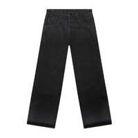 Toptan Vintage Erkek Düz Paça Geniş Bacak Düğmeli Kot Pantolon Her Mevsim Pamuklu Çevre Dostu Perçinli Günlük Yıkanmış Denim