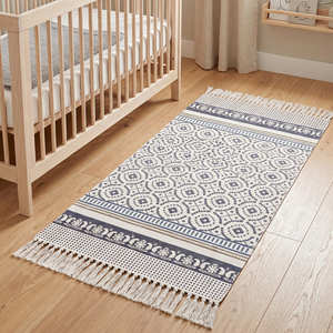 Modern Abstract Handloom Cotton Rug for Living Room Home Office & Contemporary Interiors - Product Image 6