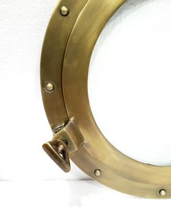 <b>Antique</b> Finished Porthole Mirror Wall Hanging Vintage Nautical Style Round Wall Mirror for Home Office Decor - Product Image 5