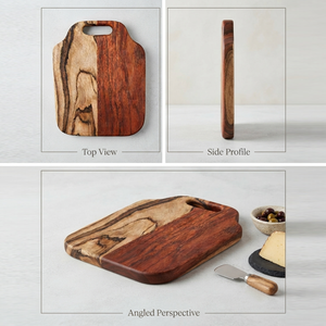 Tabla de cortar de madera de nogal bicolor única con asa integrada de doble tono, perfecta para cortar verduras - Product Image 3