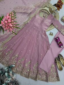 Nuevo Traje Anarkali de Diseñador, Estilo Elegante para Fiesta, Bordado a Mano, Sin Arrugas, Secado Rápido, Algodón Maslin, Precio al por Mayor - Product Image 4