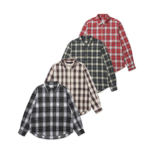 Chemise en flanelle décontractée pour homme, col mandarin uni, 100% coton, manches longues, écologique, séchage rapide, respirante - Product Image 1