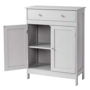 Mobile Bagno Moderno Grigio 60x30x80cm in Truciolato con Rivestimento in Melaminico, Doppie Ante e Cassetto Singolo - Product Image 6