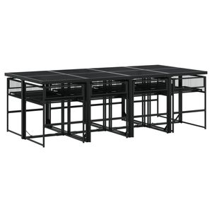 Set da Pranzo da Giardino in Polyrattan Bianco Crema e Nero con Struttura in Acciaio e Vetro - Product Image 3