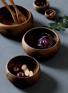 Petit bol de service en bois d'acacia fait main, plat de cuisine naturel pour salades, fruits, collations, décoration de table et cadeaux - Product Image 3