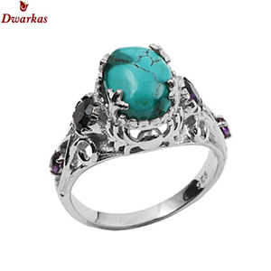 Classic design trendy 925 sterling silver <b>turquoise</b> gemstone <b>ring</b> for men's <b>rings</b> ready stock wholesale fashion <b>rings</b> - Product Image 2