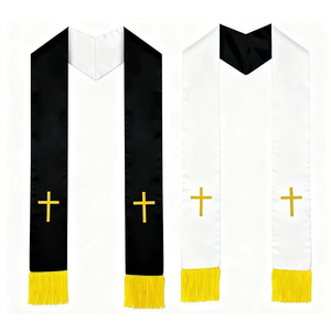 Écharpe unie en polyester avec pompon pour clergé, église, université, uniforme d'étudiants, chœur - Uniquen Enterprises - Product Image 1