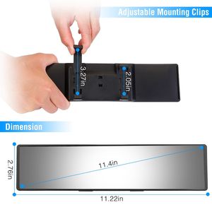 Espejo Retrovisor Panorámico Convexo de 11.4 Pulgadas para Auto, Antideslumbrante, con Clip Interior, Curvo, Accesorio Premium para Visión Trasera - Product Image 2