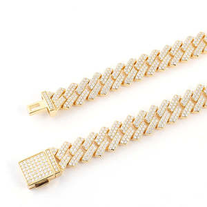 Luxury <b>Iced</b> <b>Out</b> Cuban Link Moissanite <b>Chain</b> Necklace in 925 Sterling Silver for Men Hip Hop Jewelry - Product Image 3